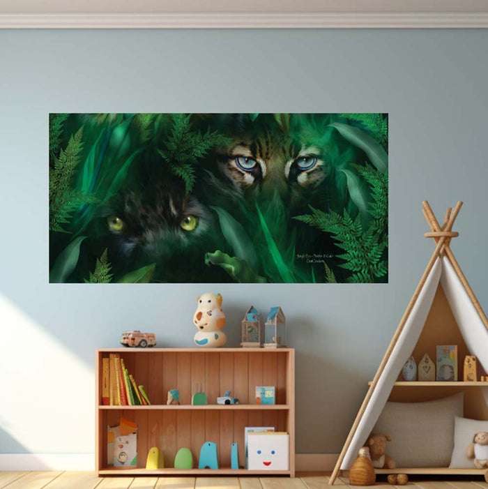 36x72 inch Panther & Ocelot Decal Installed Above Shelves