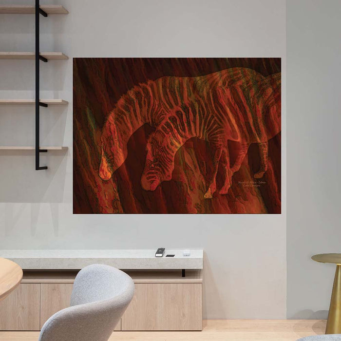 36x48 inch Moods Of Africa Zebras Decal Installed in Office