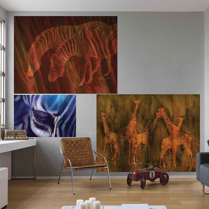 45x60 inch Moods Of Africa Zebras Decal Installed on Wall