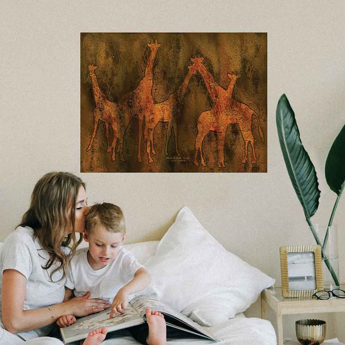 27x36 inch Moods Of Africa Giraffes Decal Installed in Boys Room