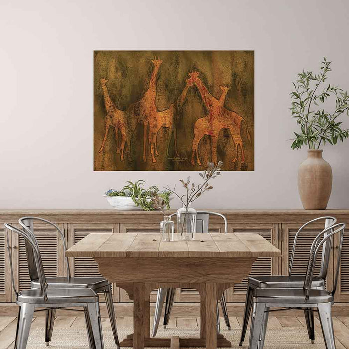 36x48 inch Moods Of Africa Giraffes Decal Installed in Dining Room