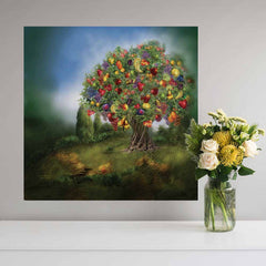 36x36 inch Tree Of Abundance Decal Installed Above Shelf