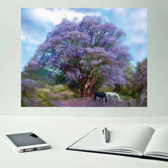 19x24 inch Under The Jacaranda Decal Installed Above Desk