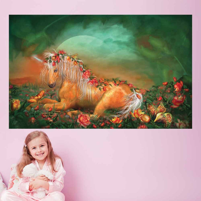 44.5x72 inch Unicorn Of The Roses Decal Installed in Girls Room