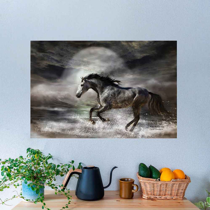 24x36 inch Wild As The Sea Poster Displayed Above Table