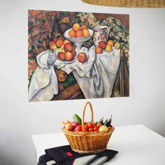 28.5x36 Apples and Oranges Decal Displayed Above Table