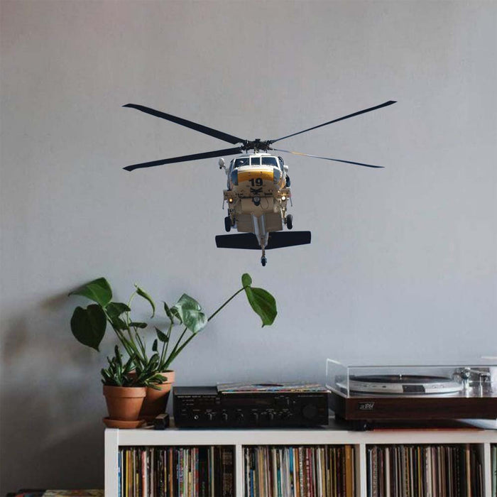 14.5x24 inch Fire Copter 19 Front View Decal Installed Above Record Shelves