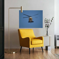 36x48 LAFD Copter 19 Front Poster Displayed Above Chair