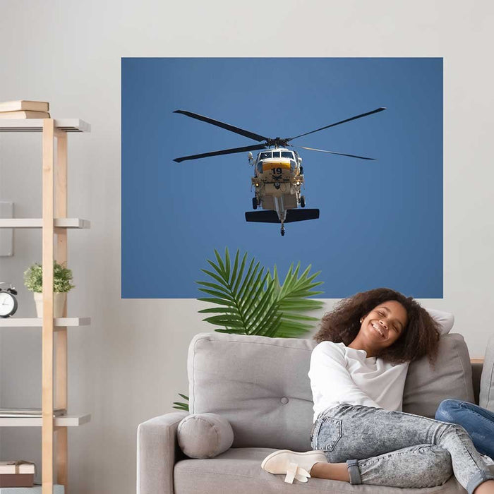45x60 LAFD Copter 19 Front Poster Displayed Above Sofa