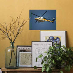 18x24 LAFD Fire Copter 19 Poster Displayed on Wall