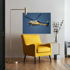 36x48 LAFD Fire Copter 19 Poster Displayed Above Chair