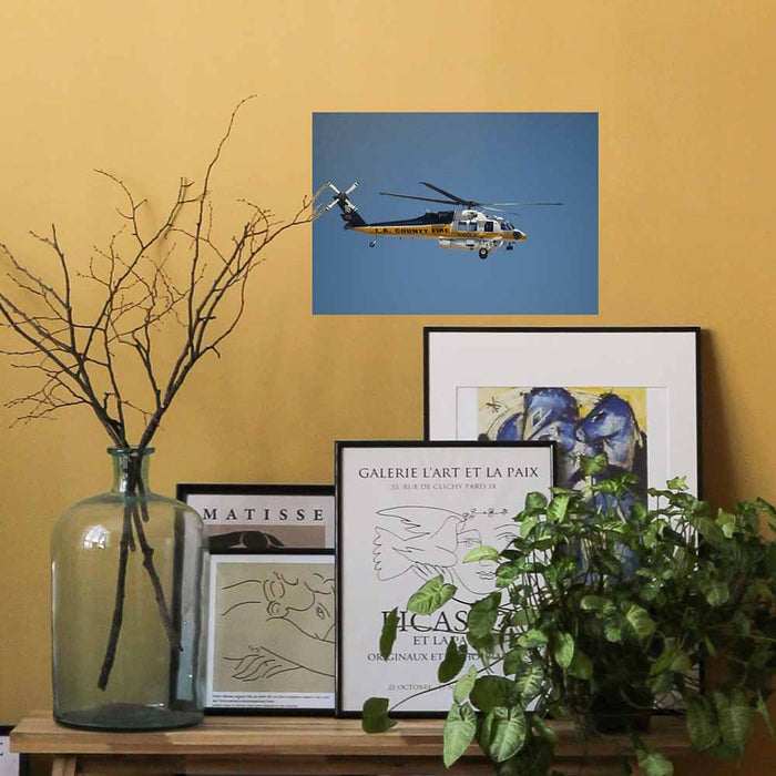 17x24 LAFD Rescue Copter 16 Poster Displayed on Wall