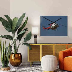 27x36 LAFD Fire in Sky Poster Displayed Above Console Table