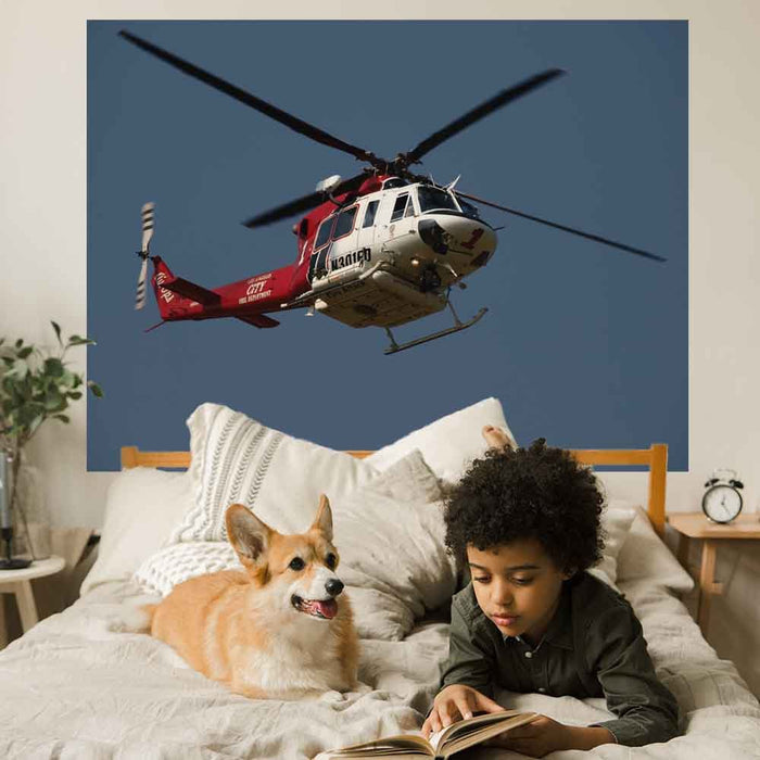 60 inch LAFD Fire in Sky Decal Installed in Boys Room