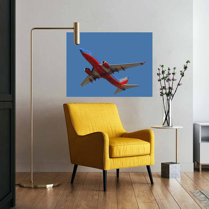 36x48 Southwest 737 Flyover Poster Displayed Above Chair