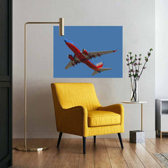 36x48 Southwest 737 Flyover Poster Displayed Above Chair
