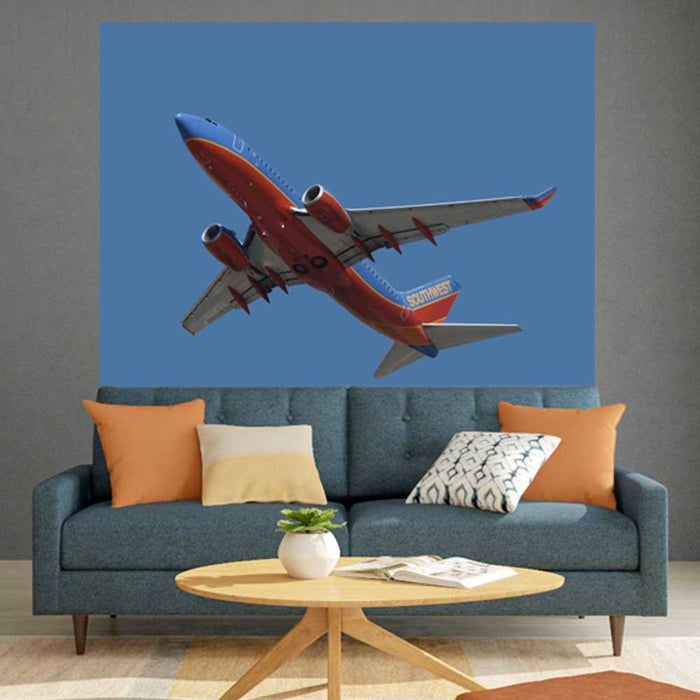 45x60 Southwest 737 Flyover Poster Displayed in Living Room