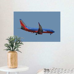 15.5x24 Southwest 737 Landing Poster Displayed Above Stool