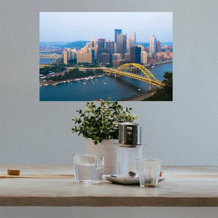 16x24 inch City of Pittsburgh Poster Displayed Above Table