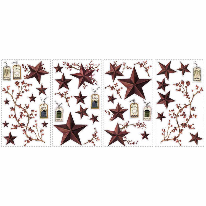 Country Stars & Berries Wall Decals Printed