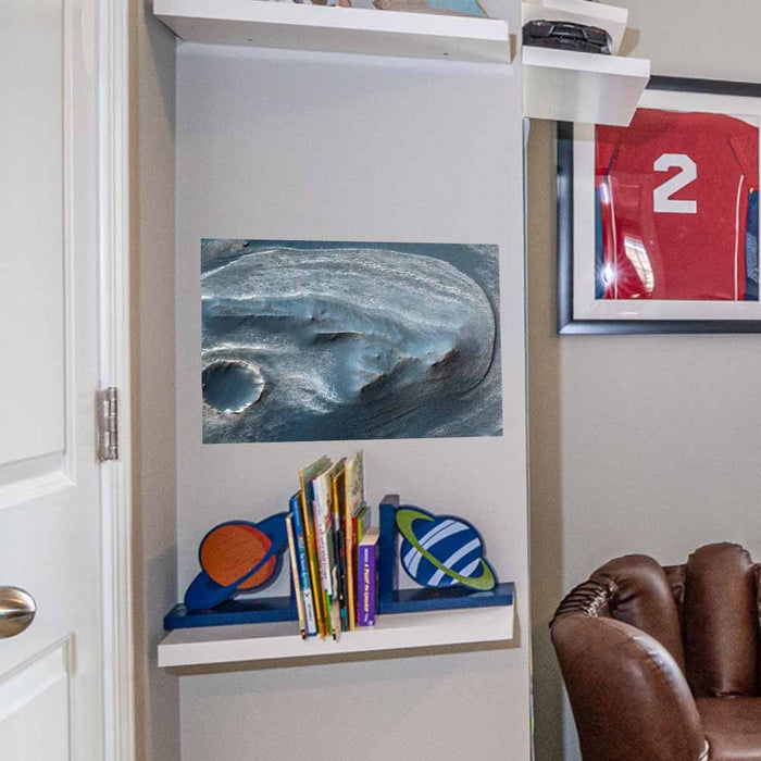 18x24 inch Cratered Surface of Mars Poster Installed in Alcove