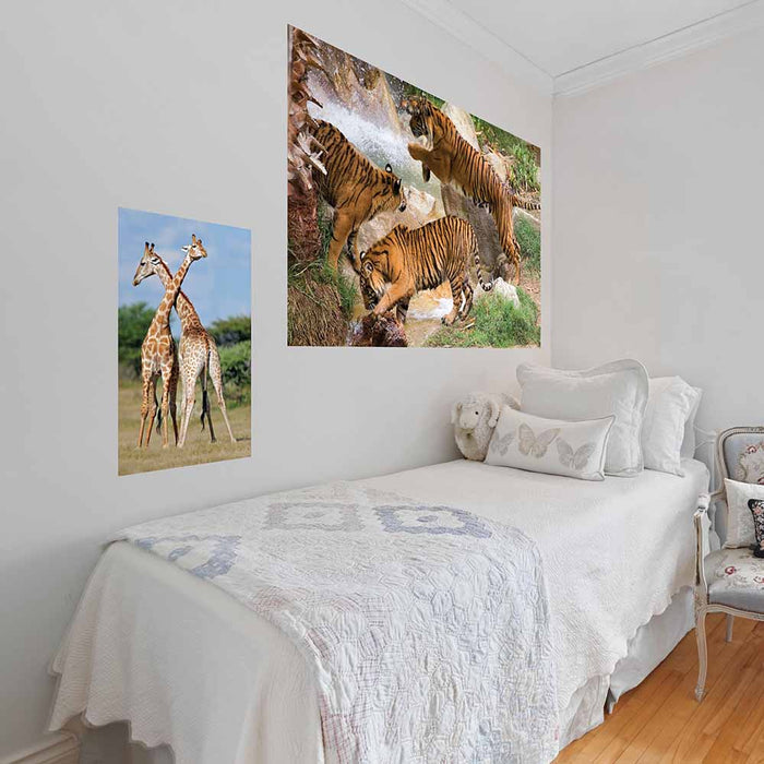 24 inch Crossing Giraffes Decal Installed in Bedroom