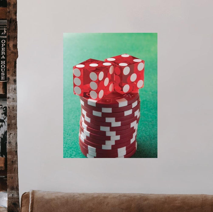 18x24 inch Dice & Chips Stack Poster Installed on Wall