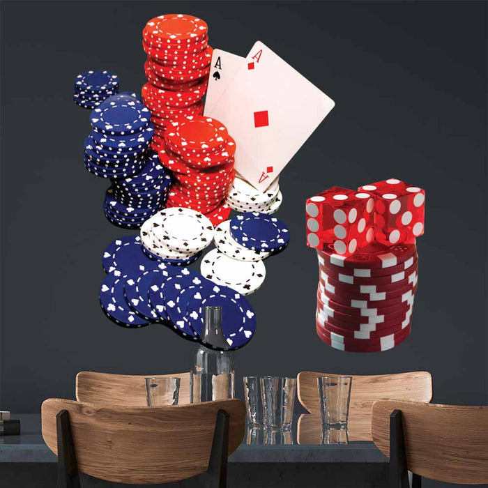 16x24 inch Dice & Chips Stack Decal Installed in Man Cave