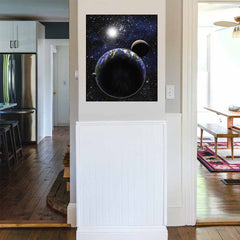 19.5x24 inch Earth, Moon, Mars Alignment Decal Installed in Entryway