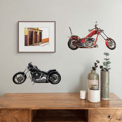 24 inch Fat Boy motorcycle decal installed above a desk