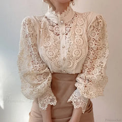Flower Lace Patchwork Petal Sleeve Blouse
