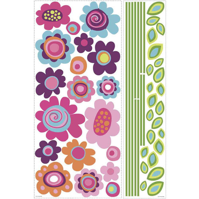 Giant Flower Stripe Wall Decals Printed | Wallhogs