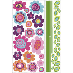 Giant Flower Stripe Wall Decals Printed | Wallhogs