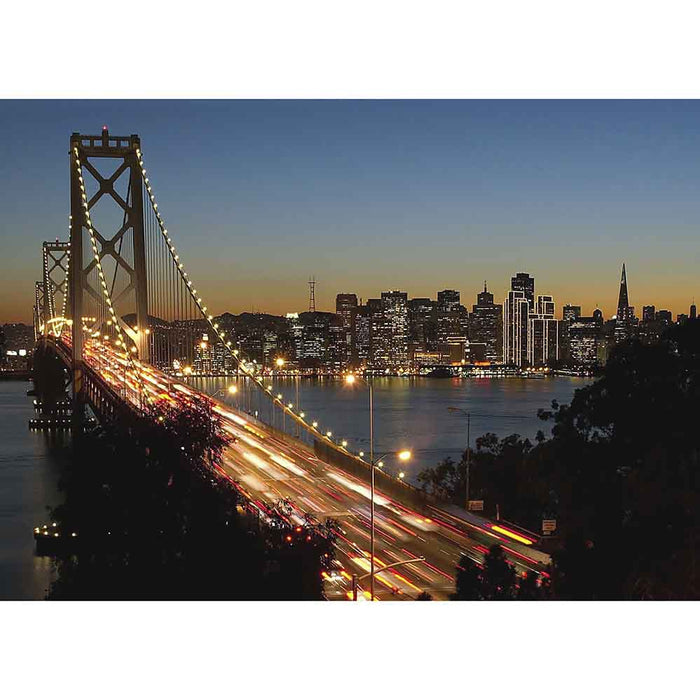 Golden Gate Bridge and Cityscape at Dusk Gloss Poster Printed | Wallhogs