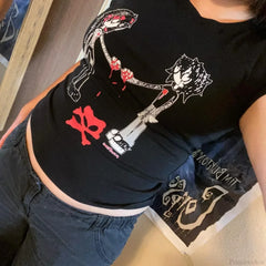Gothic Printed Cropped Vintage T-shirt