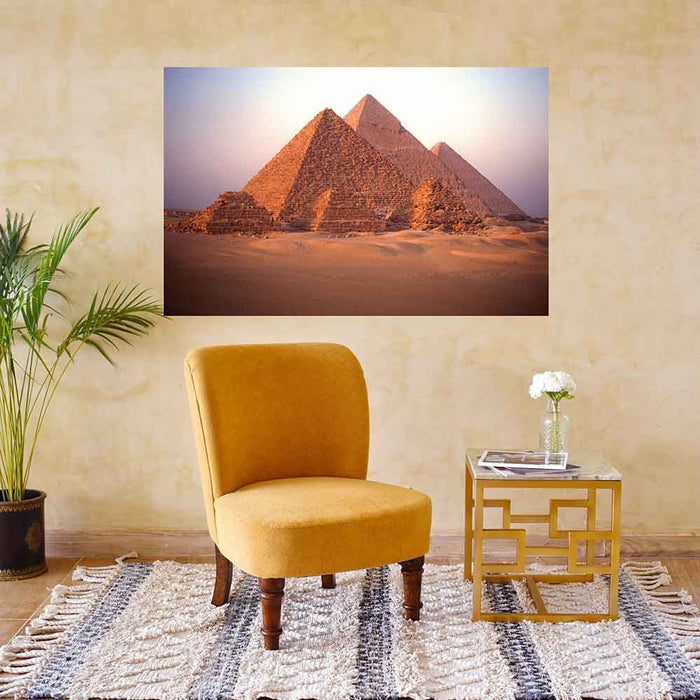 39x60 inch Great Pyramids of Giza Decal Installed Above Chair and Table