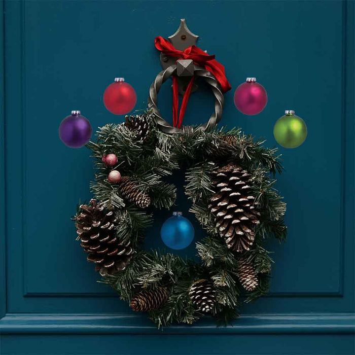 4.5 inch Holiday Ornament Decals Installed Around Wreath