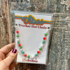 Iridescent Christmas Beaded Trucker Hat Chain
