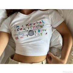 Kawaii Letter Print Crop Top T-shirt