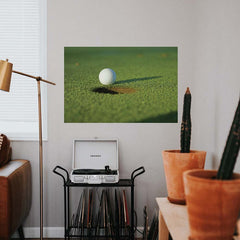 34x36 inch Lag Putt Wall Decal Installed Above Record Stand