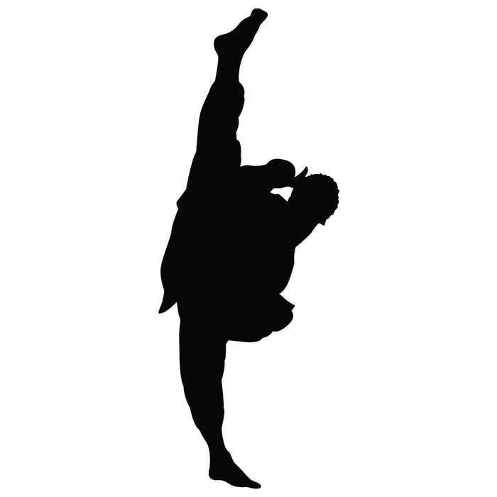 Martial Arts Extreme Side Kick Silhouette Wall Decal Printed