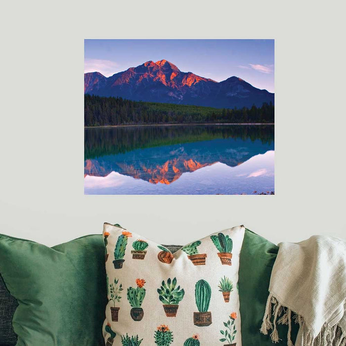 19.5x24 inch Mountain Lake Decal Installed Above Sofa