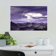 24x36 inch Mystery Planet Poster Displayed Above Desk