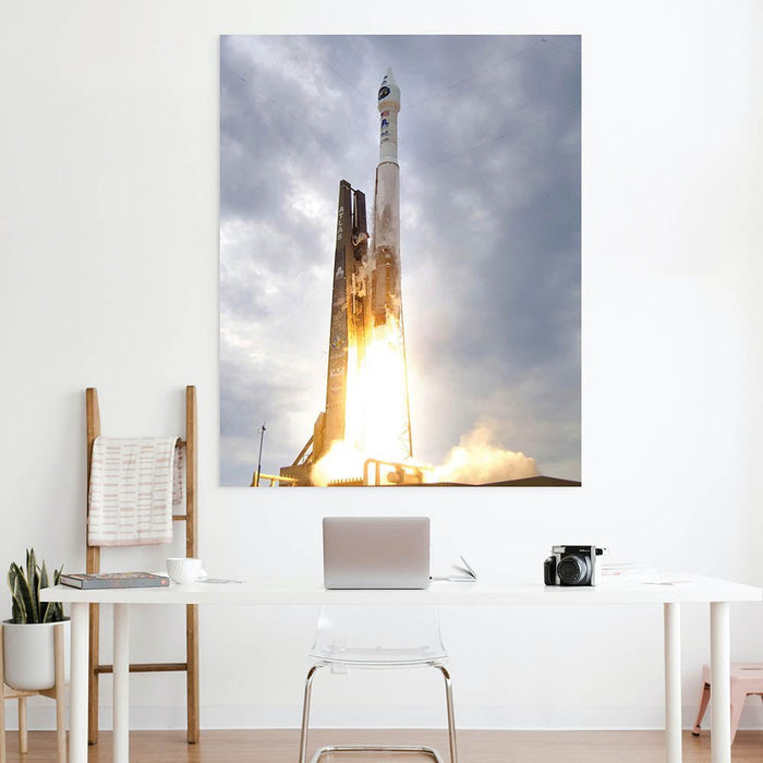 48x60 Atlas Rocket Launch Decal Installed Behind Desk