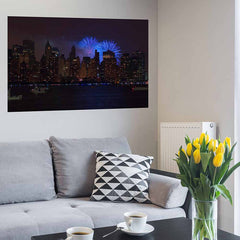 29.5x48 inch New York Skyline Decal Installed Above Sofa