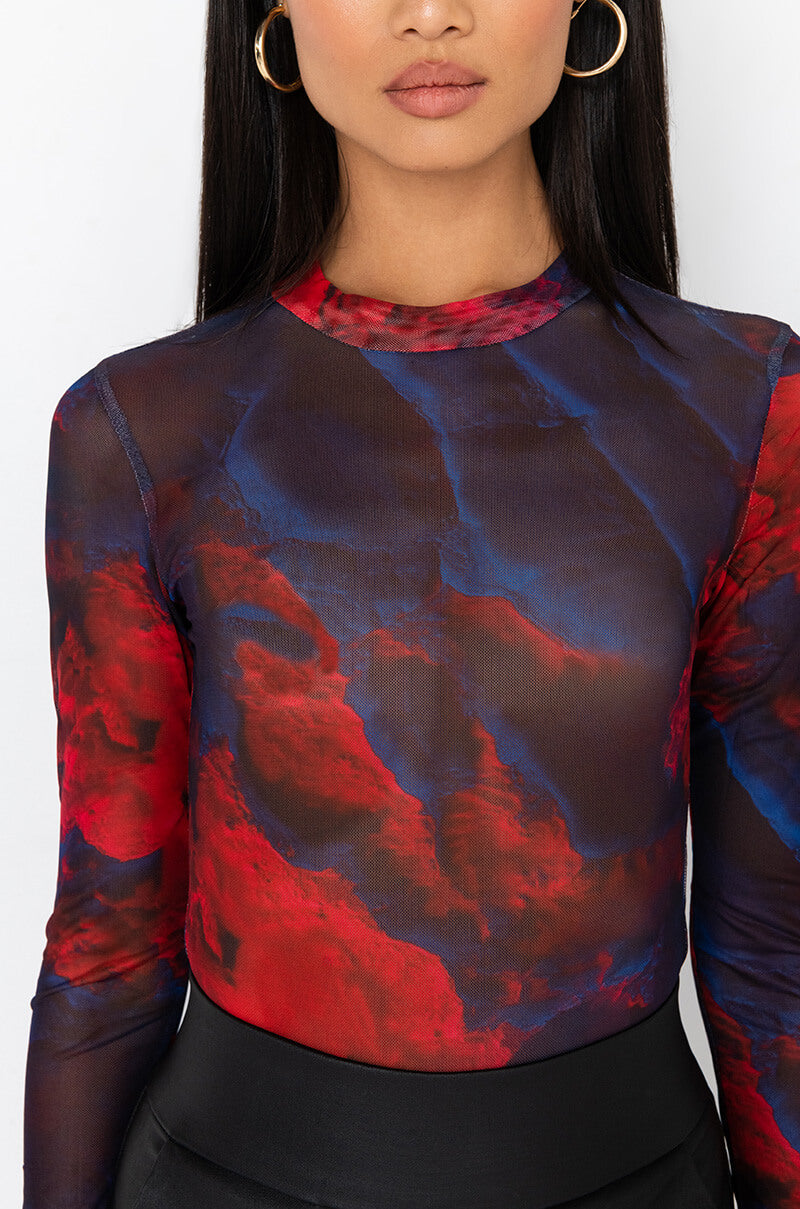 4 SWIRL MESH LONG BODYSUIT