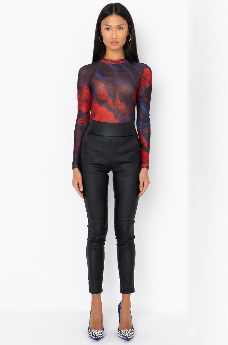 4 SWIRL MESH LONG BODYSUIT