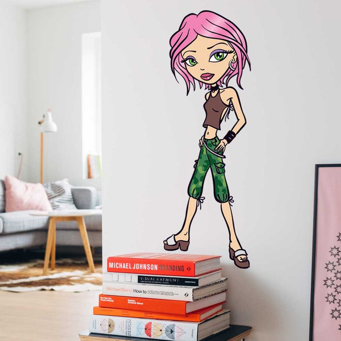 14x36 inch Punk Brat Decal Installed Above Books