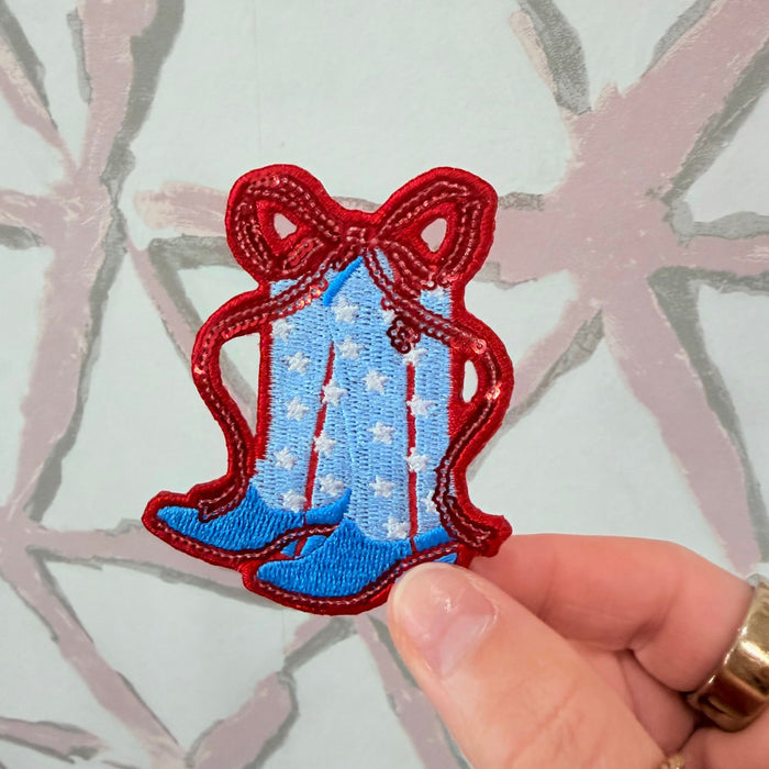 Red Bow Boot Patch