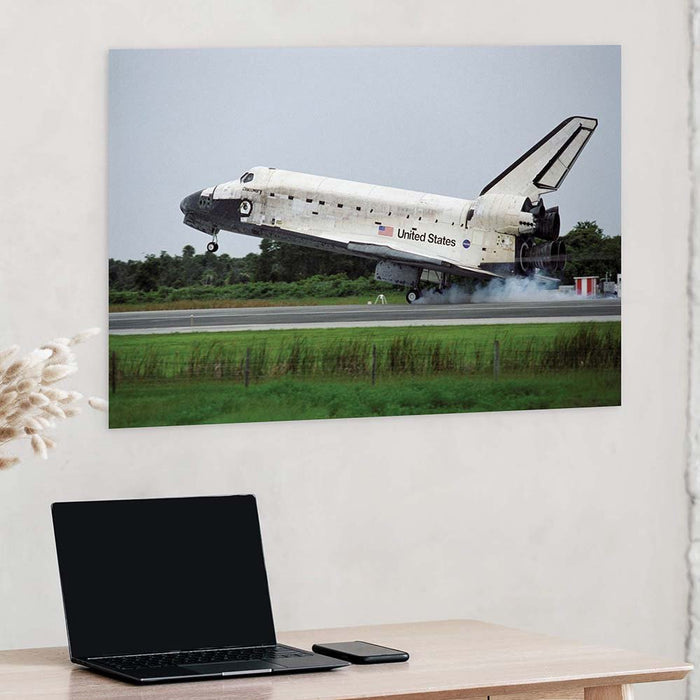 24x36 Shuttle Discovery Landing Poster Installed Above Desk